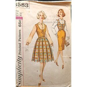 Vintage 1950s Simplicity Pattern 3583 Misses Blouse Vest Skirt Size 16 Bust 36
